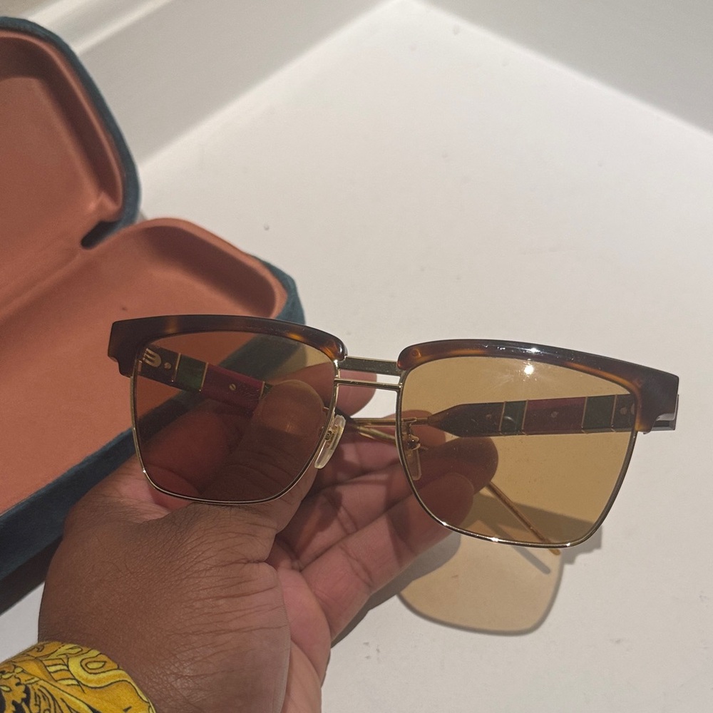Gucci Gold and Brown Sunglasses